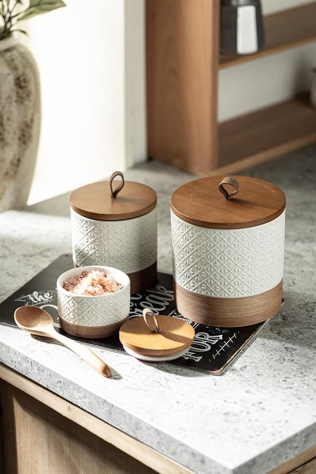 Thumbnail 6 de Miamolo Small Ceramic Jar with Lid (White, 5 fl. oz) for Spice, Sugar, or Coffee Storage