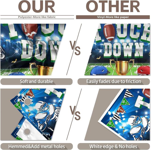 Detalle de Luminora 72x43 inch Rugby Football Theme Backdrop (Red & Blue Helmet) for Parties and Photo Props