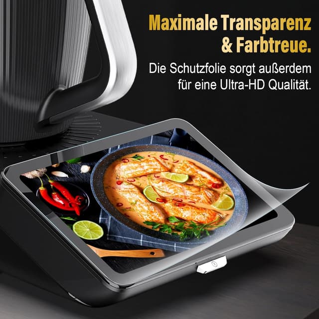 Detalle 2 de Panzer Displayschutzfolie für Vorwerk Thermomix TM7 (9H) – passgenau, fettabweisend & kratzfest, 1 Stück