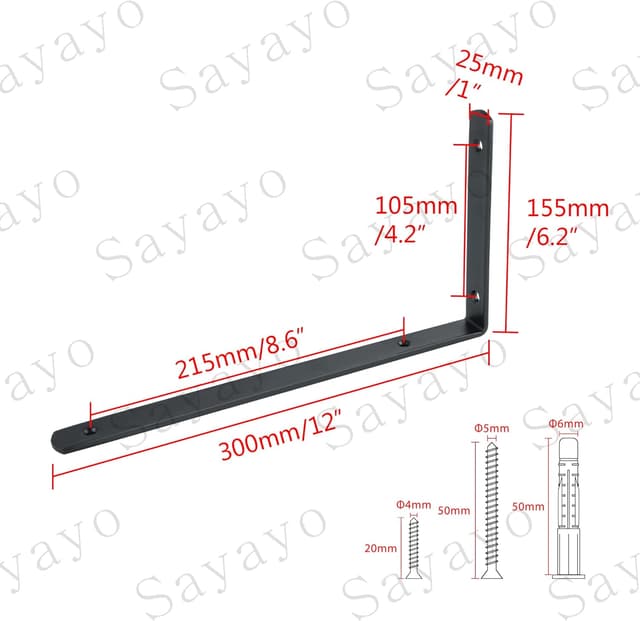 Detalle 1 de Sayayo 4mm shelf bracket L 300mm