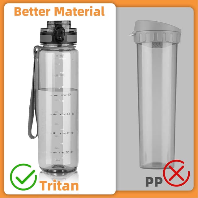Detalle de Sports water bottle 1L with time marks