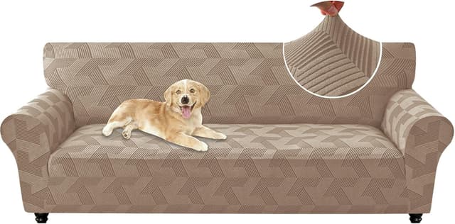 Imagen de CYCMACO Copridivano elasticizzato universale 4 posti con braccioli, lavabile antimacchia antiscivolo (kaki) en OfertitasTOP