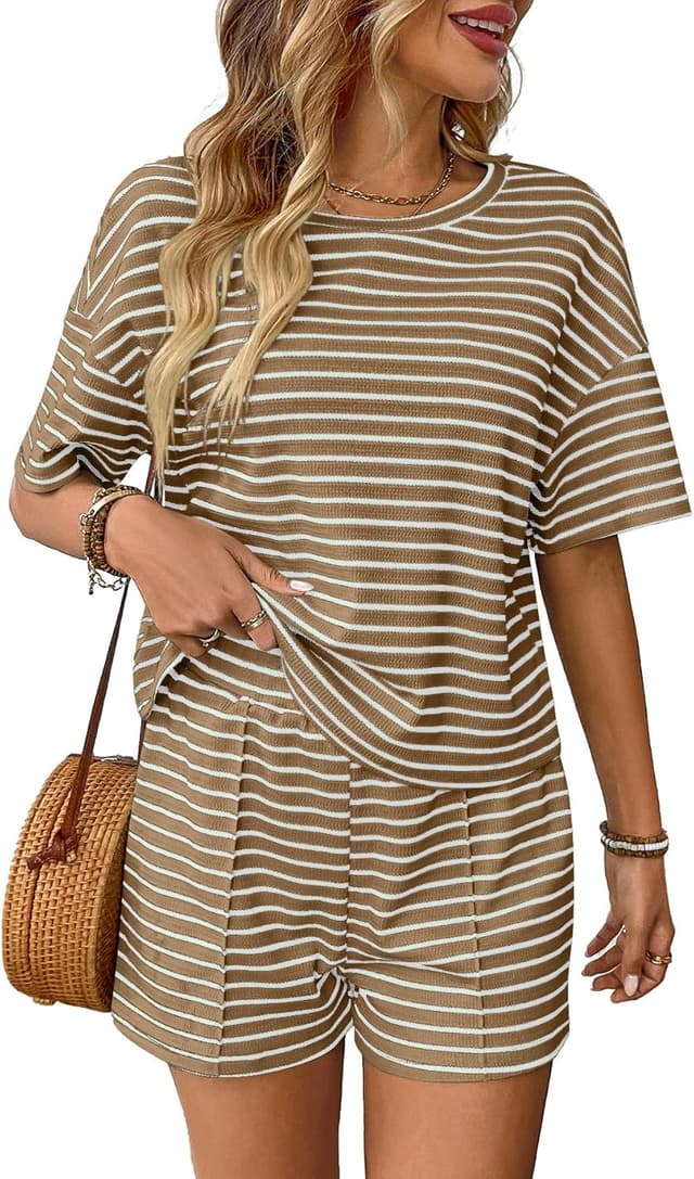 Thumbnail 6 de DONYKARRY Damen Zweiteiler Sommer mit Crop-Top & Shorts – Loungewear-Set aus 65% Viskose/35% Polyester