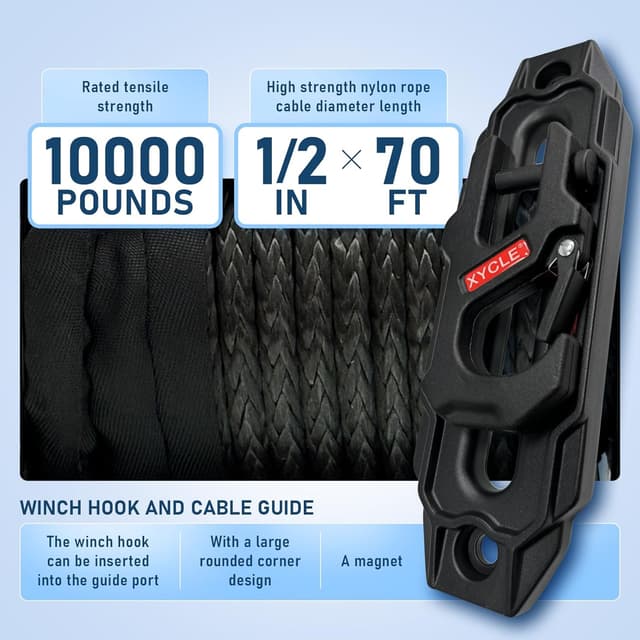 Thumbnail 6 de XYCLE 10000lbs 12V Electric Winch with IP68 Rating, 1/2 in Synthetic Rope, and Dual Wireless/Wired Control