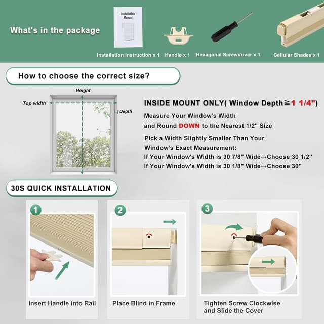 Thumbnail 6 de Tonature No Drill Cellular Shades 35x64