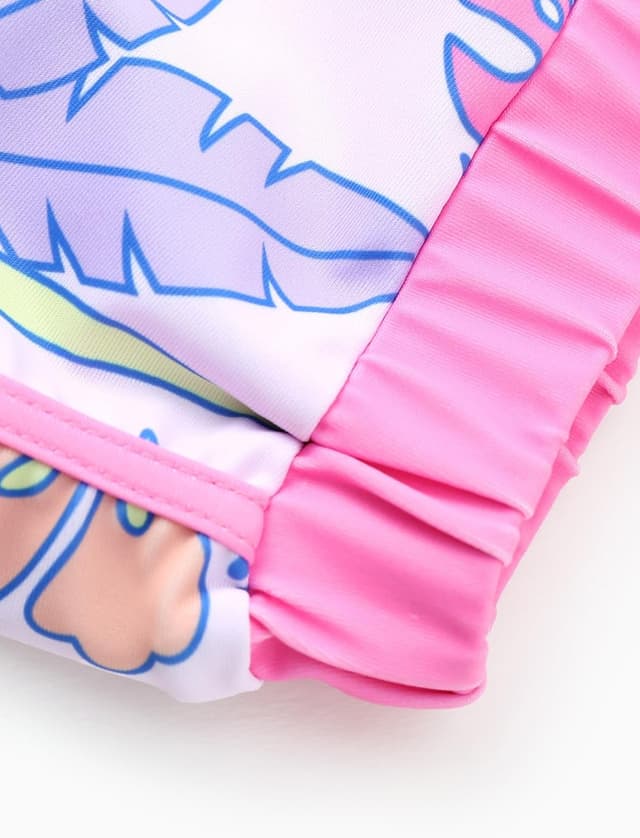 Detalle 2 de Disney Frozen Elsa Princess Girls Two-Piece UPF 50+ Quick-Dry Swim Rashguard Set