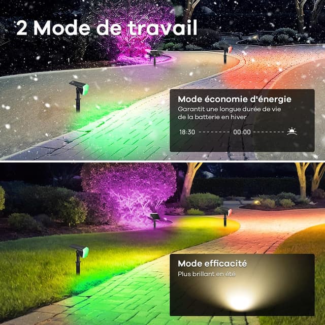 Thumbnail 6 de Linkind Lampe Solaire Extérieur RGB 60 LED (Spot solaire 800 lm) IP67