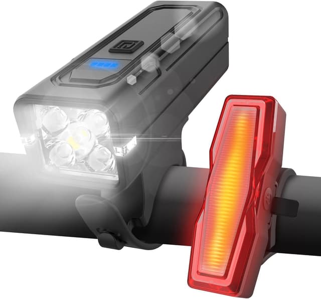 Detalle de Tekwet Super Bright Bike Lights Set (USB rechargeable, IPX4 waterproof) for road, MTB and night rides