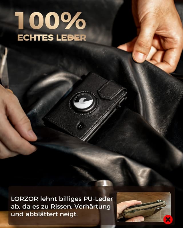 Detalle 1 de LORZOR AirTag Wallet mit RFID Schutz