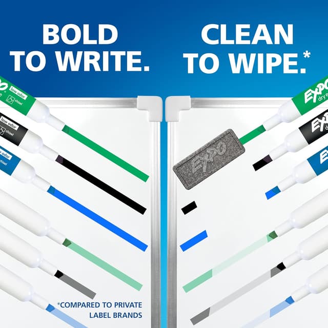 Detalle 2 de EXPO Dry Erase Markers (Low Odor Ink) — Black Fine Tip, 12-Count
