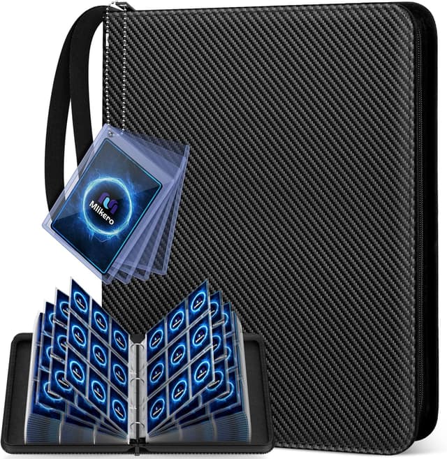 Detalle de Mlikero Card Binder 9 Pocket with PU Leather Cover (9-Pocket Trading Card Binder, 720 Double-Sided Capacity)