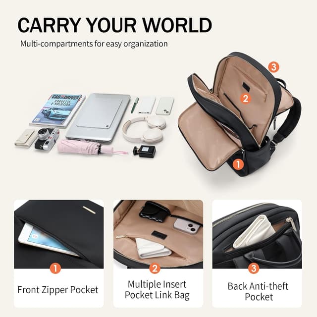 Detalle 2 de GOLF SUPAGS Zaino da donna per PC portatile fino a 14/15,6" sottile, antifurto