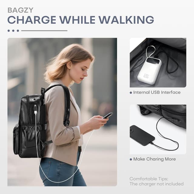 Detalle de BAGZY Laptop Backpack for Men (15.6-inch) Waterproof Travel Bag with USB Port, 40x30x15 cm