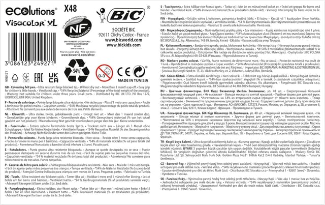 Thumbnail 1 de BIC Kids Visacolor XL Rotuladores Lavables Multicolor ✏️ 48 Uds