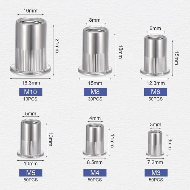 Thumbnail 1 de HSEAMALL 240-Piece 304 Stainless Rivet Nuts Kit