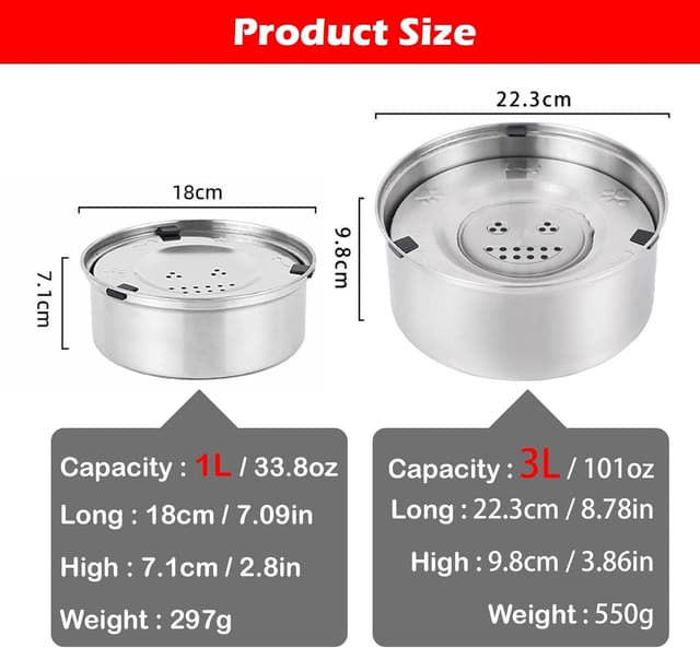 Detalle de CAISHOW 3L/106 oz No-Spill Stainless Steel Dog Water Bowl with Slow Feeder