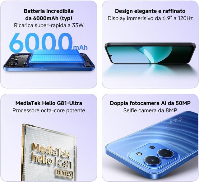 Detalle de XIAOMI Redmi 15C 4+256GB, smartphone 120Hz