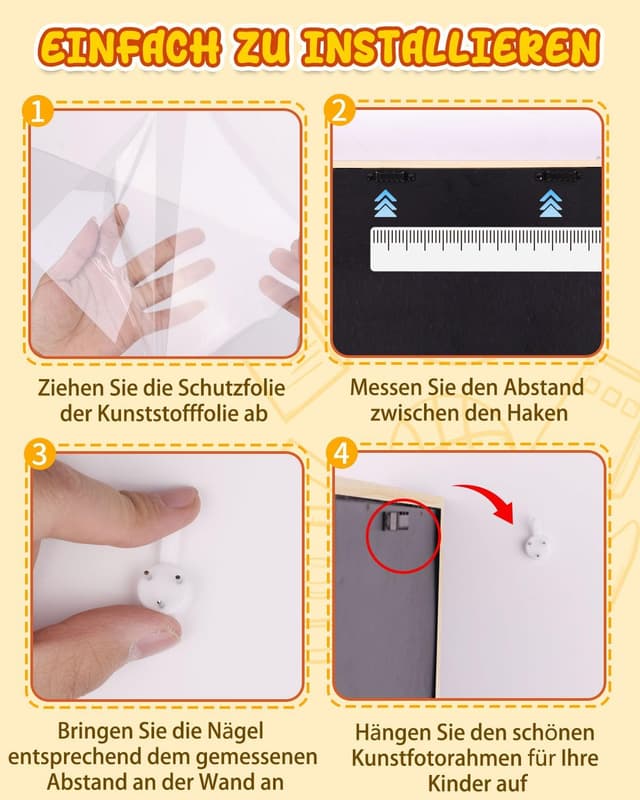 Detalle 2 de Hipsignal Kinder Bilderrahmen (2er-Set) A4 mit Frontöffnung – für Zeichnungen zum Aufhängen oder Aufstellen