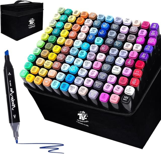 Detalle de TBC The Best Crafts Dual-Tip Alcohol Markers 120 pack 🖊