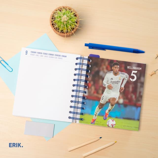 Detalle de Grupo Erik Agenda journalier Real Madrid 2025-2026 (14 x 16 cm) pour fille et garçon