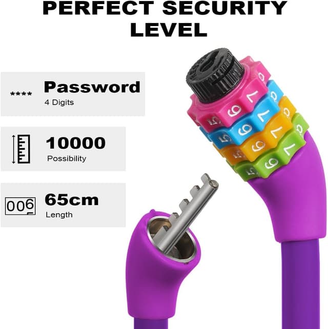 Detalle 2 de Ainiv 4-Digit Password Bicycle Lock 65cm