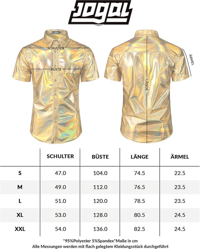 Thumbnail 6 de JOGAL Metallic Glänzend Bronzing Hemd für Party 🎉