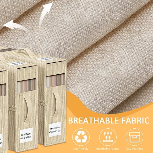 Detalle de WANGIRL 6 Pack Bed Sheet Organiser Folding Storage (Beige) with Zip