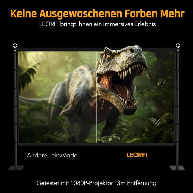 Detalle de LEORFI Outdoor-Beamer-Leinwand mit Ständer, 120 Zoll, faltbar (Front-/Rückprojektion)