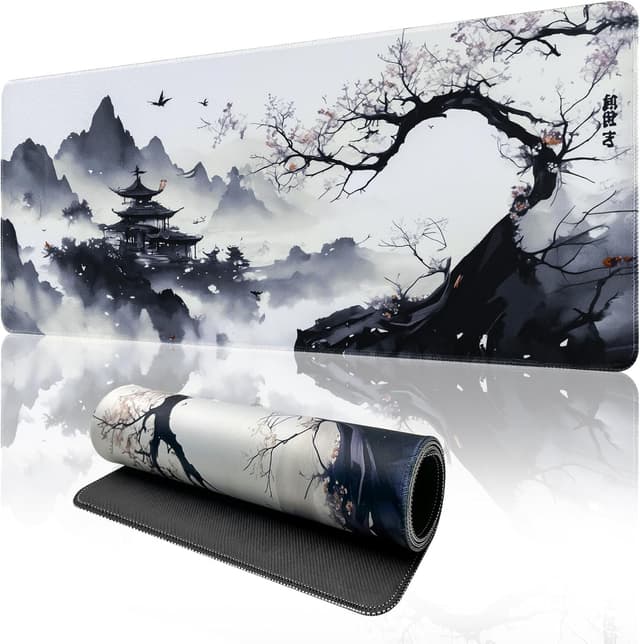 Detalle de Zindoo Mouse Pad Large Desk Mat (900x400mm) – XXL stitched edges, non-slip rubber base