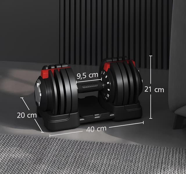 Thumbnail 3 de Yaheetech Haltères réglables 24 kg pour musculation 🏋