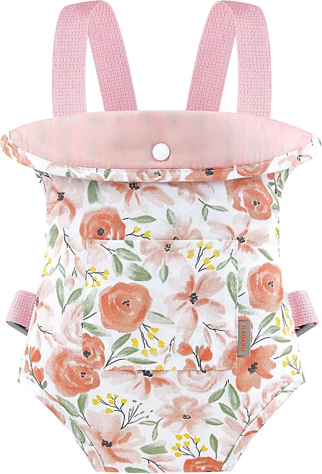 Detalle de GAGAKU Puppentrage Kinder Babypuppentrage mit Kreuz-Schultergurten, vorne und hinten – Rosen