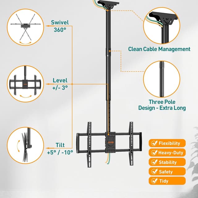 Thumbnail 3 de ELIVED EV3016 Ceiling TV Bracket 1.54m