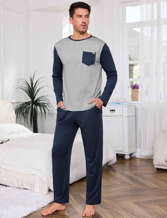 Thumbnail 6 de Ensemble pyjama homme Terecey 2 pièces manches longues (haut + pantalon) bicolore
