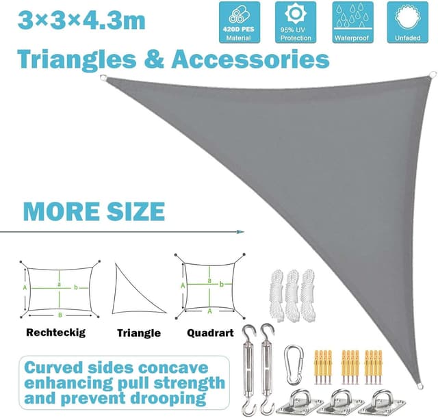 Detalle 2 de sunal Sonnensegel Dreieckig 3x3x4,3 m