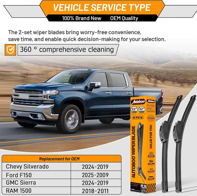 Detalle 2 de AUTOBOO 22+22 Windshield Wipers for F150