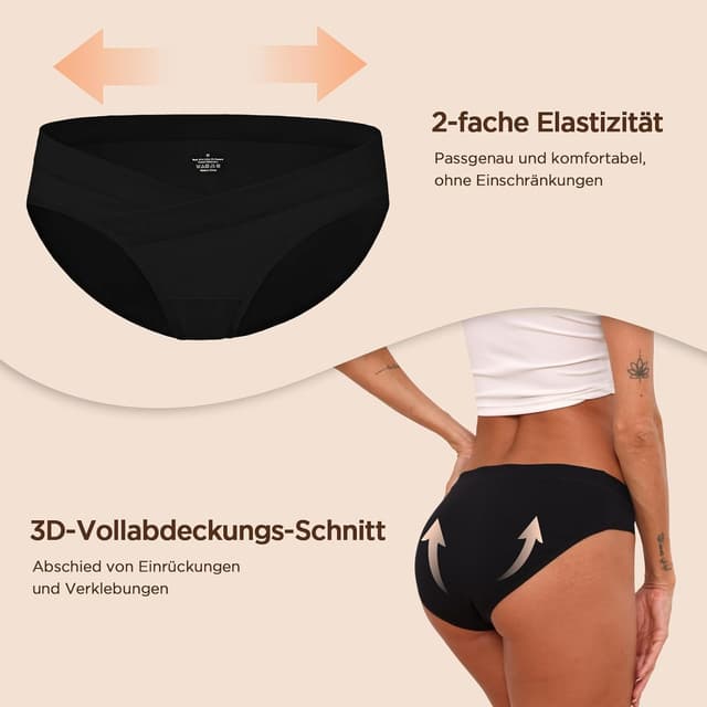 Detalle 2 de Briyat pantaloni premaman e mutande gravidanza/post parto in cotone, vita bassa (6 pezzi)