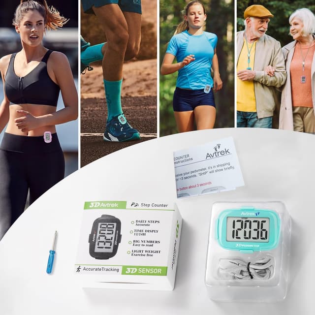 Thumbnail 6 de AVTrek Step Counter with Clip and Lanyard – 3D pedometer with time display and LED backlight