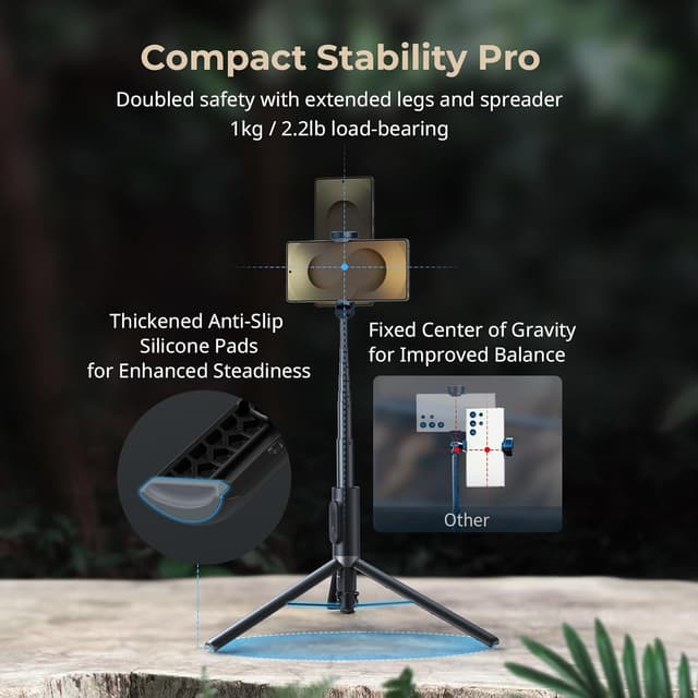 Thumbnail 6 de SmallRig ST30 trépied One-Touch Deploy (147,1 cm) avec télécommande pour iPhone/Android noir 5291