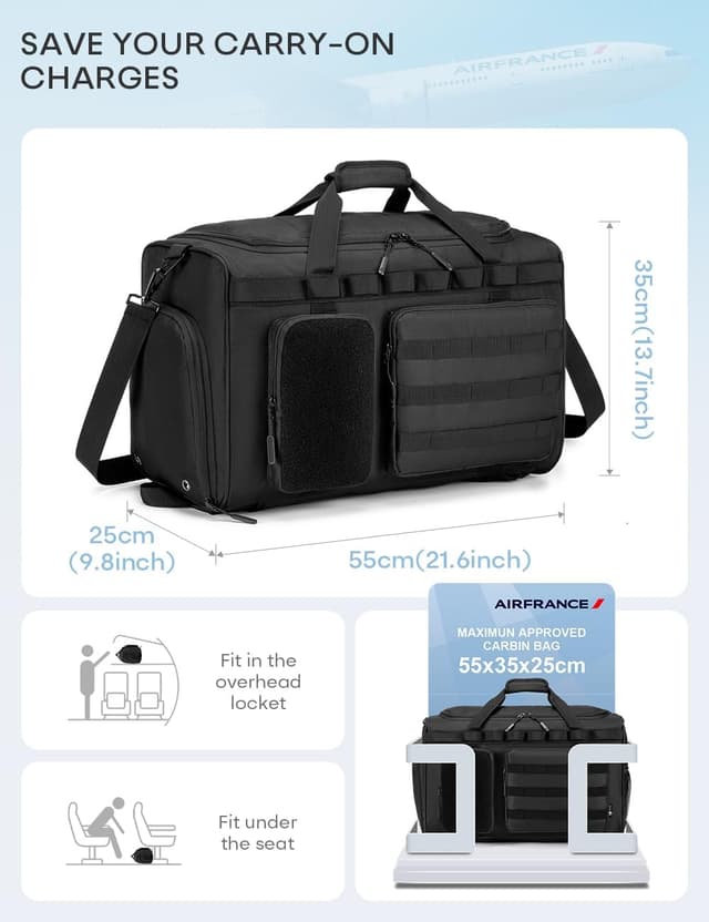 Detalle de BAGZY Sac de sport homme 50L imperméable avec compartiment chaussures et sec/humide, 55x35x25 cm