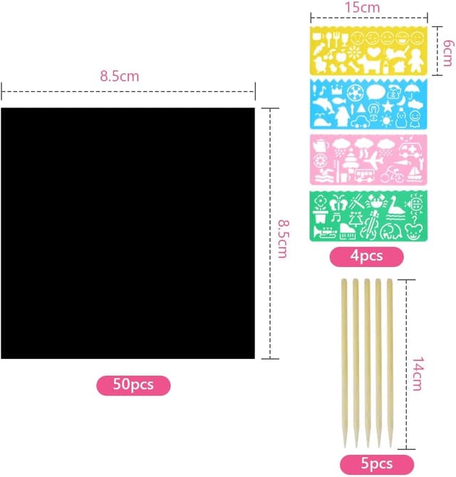 Detalle 2 de Vicloon Rainbow Scratch Art 50pcs craft set 🎨