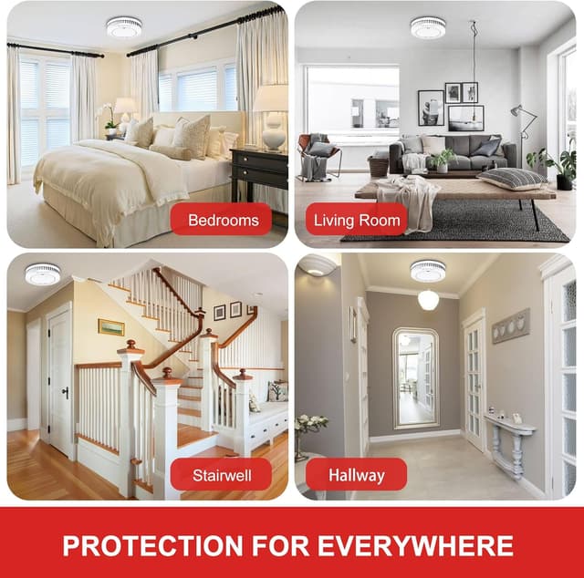 Detalle de Smoke Alarm for Home 10 Year Battery 3 Pack