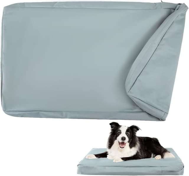 Detalle de DUJUIKE 100% Waterproof Dog Bed Cover (Grey, M 92 x 59 x 10cm) with Zipper