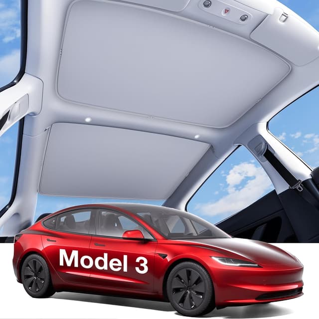 Detalle de Wigoo Tesla Model 3 Roof Sunshade (Built to fit, thermal insulation) for 2020–2026 Highland, gray interior