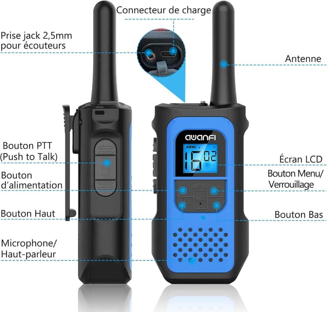 Thumbnail 1 de AWANFI Talkie Walkie 3 pièces 1200mAh
