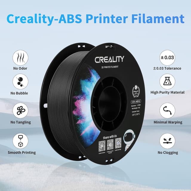 Detalle 2 de Creality ABS Filament 1.75 mm (Official FDM) – dimension accuracy ±0.03 mm, 2kg in Black+Black