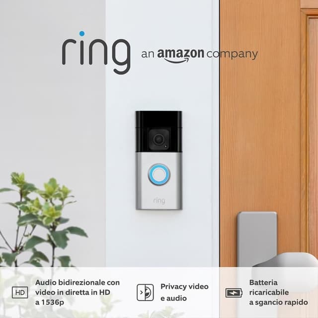 Detalle de Ring Videocitofono Plus a batteria con Chime (3ª gen.) – campanello con telecamera HD 1536p