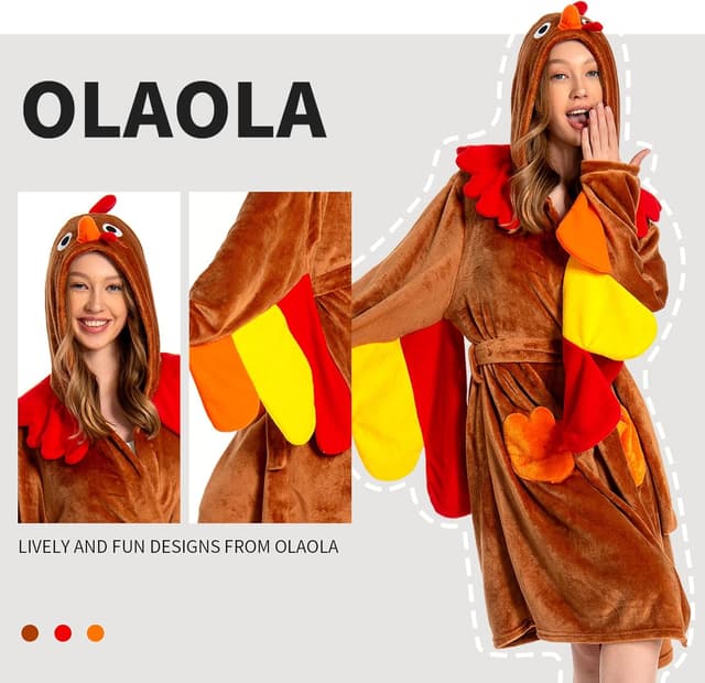 Thumbnail 2 de OLAOLA Plush Hooded Fleece Bathrobe 1pc