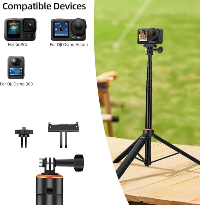 Detalle 2 de 53.5"/136cm 2-in-1 Selfie Stick Tripod Kit for DJI Action 5 Pro/4/3 & Osmo 360