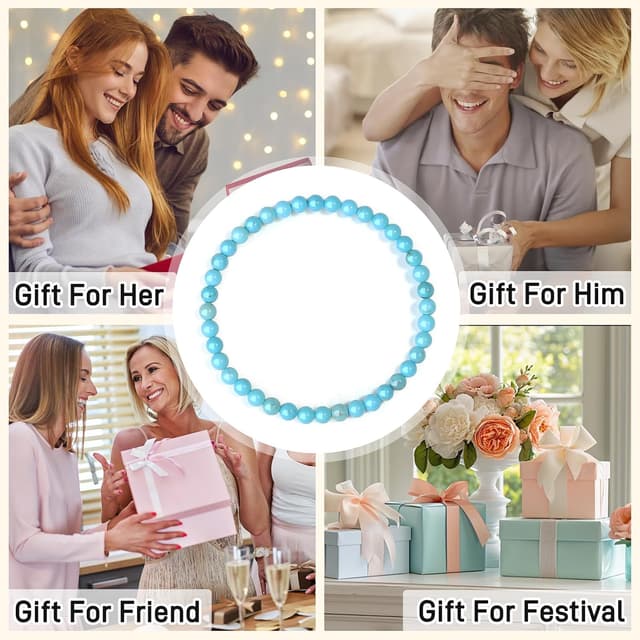 Detalle de XIANNVXI Lapislazuli-Perlenarmband mit 4 mm Natursteinperlen (elastisch)