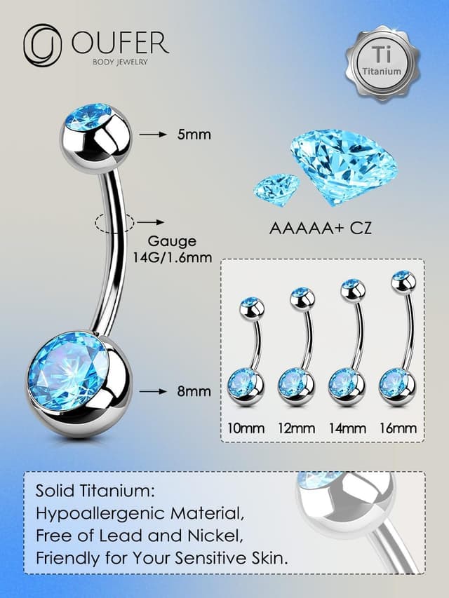 Thumbnail 3 de OUFER Bijou nombril Titanium 14G 10–16 mm